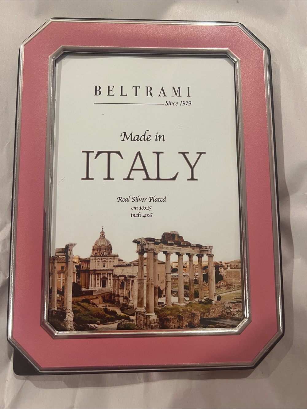Beltrami Pink Silver-Plated 4x6 Picture Frame Made in Italy New Open Box